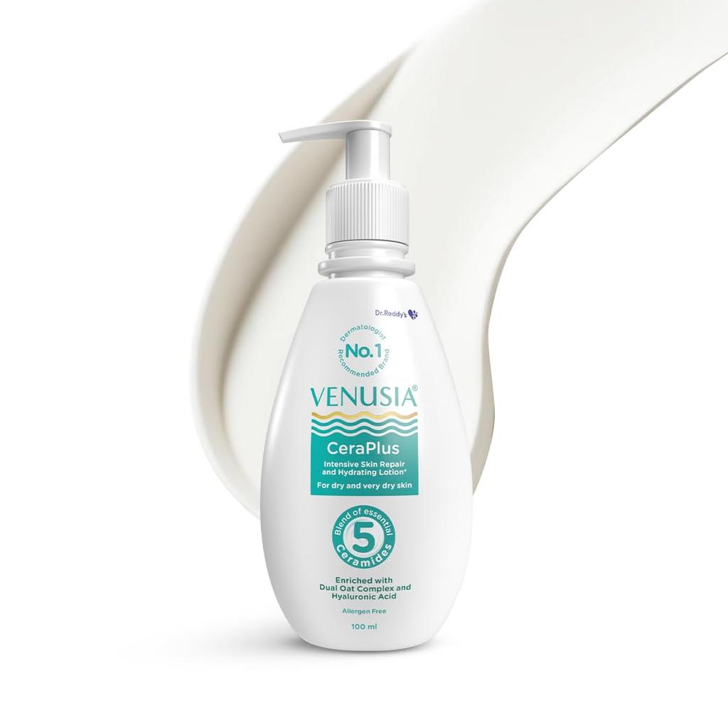 Dr. Reddy's Venusia CeraPlus Moisturizing Lotion 100ml For Dry Skin With Ceramides & Hyaluronic Acid