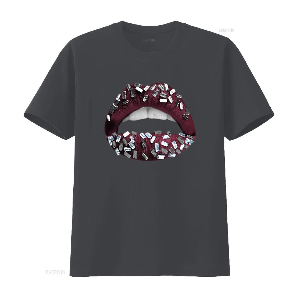 T-shirt da uomo Design Labbbra Gioiello 5 Borgogna Abbinamento Sneaker Nero vintage Lavato Casual uomo abbigliamento designer grafica Unisex