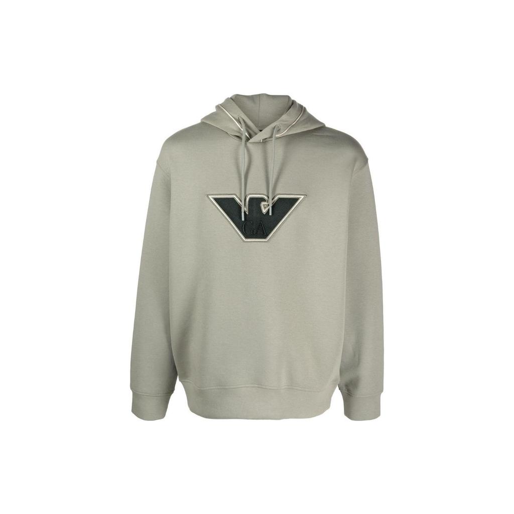 Emporio Armani logo-embroidered drawstring hoodie 6R1ME5-1JHSZ-00A2