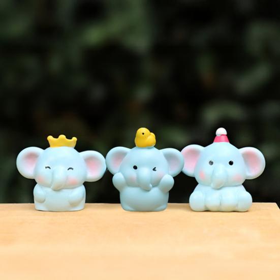 Mini Elephant Figurines Miniature Resin Fairy Garden Elephant Models Micro Moss Landscape DIY Terrarium Crafts for Dollhouse Aquarium Decor