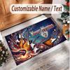 Music Guitar Theme Soft Crystal Velvet Rug Custom Name & Text Print Non Slip Floor Rug for Bedroom Living Room
