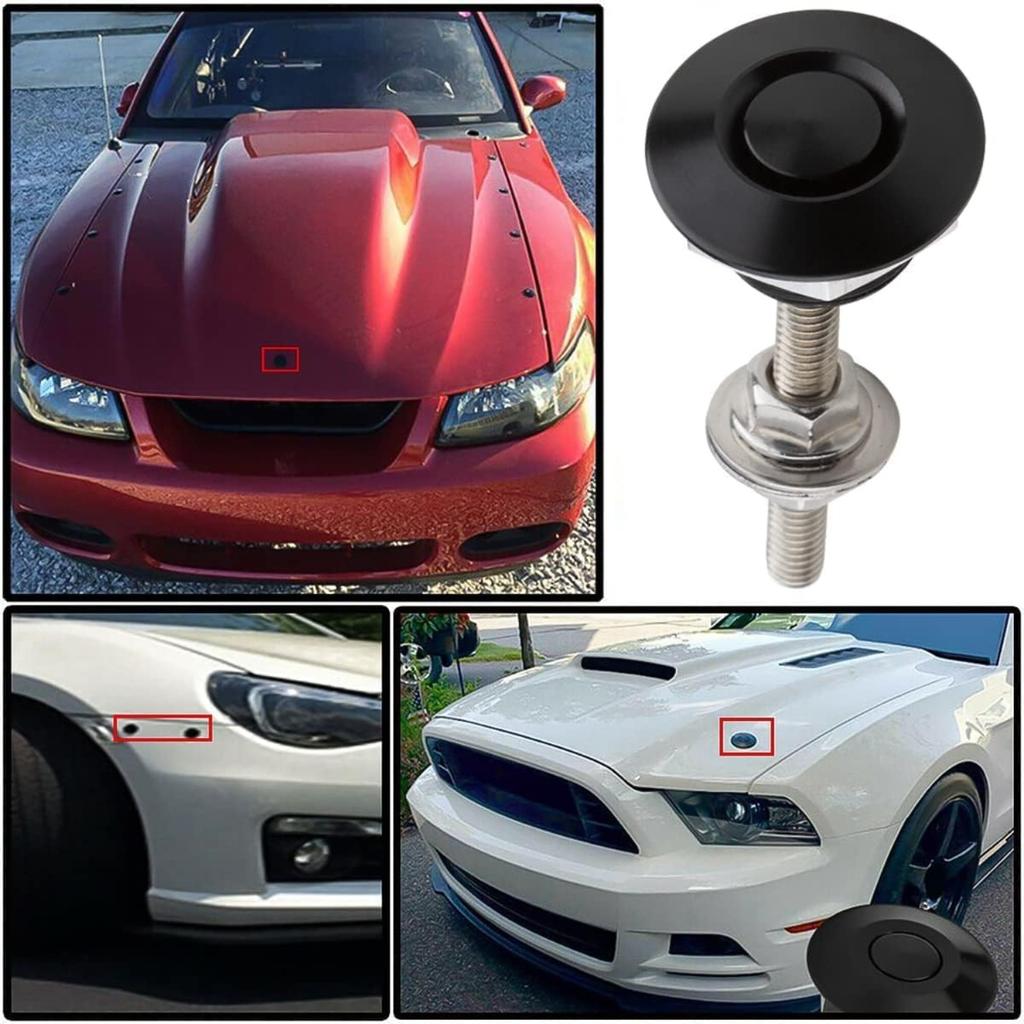 Pack of 4 Universal Aluminum Vehicle Hood Pins 1.25''- License Plate Lock Clip, Quick Release Lock Latch Bumper Diameter 1.25 Inch