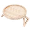 Clip On Tray Natural Bamboo 9.8in Round Home Couch Sofa Armrest Clip Tray Table for Snack Coffee