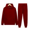 Autumn/Winter Solid Color Hooded Sweatshirt and Sport Pants Set - Unisex Casual Two-Piece