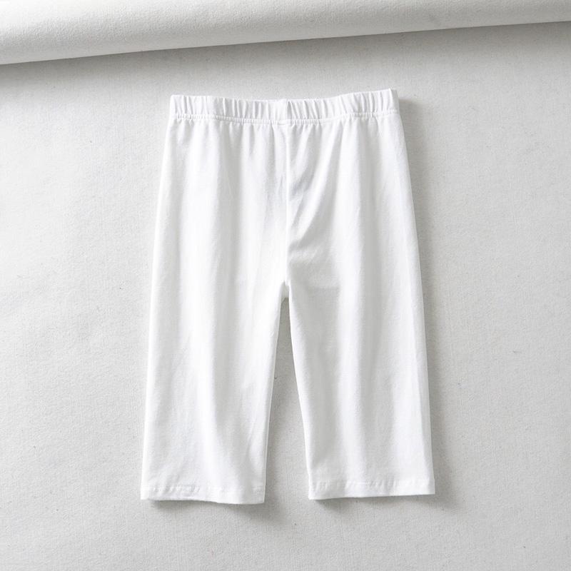 Sexy Women Cotton High Waist Elastic Pure Color Slim Knee-Length Biker Shorts Female