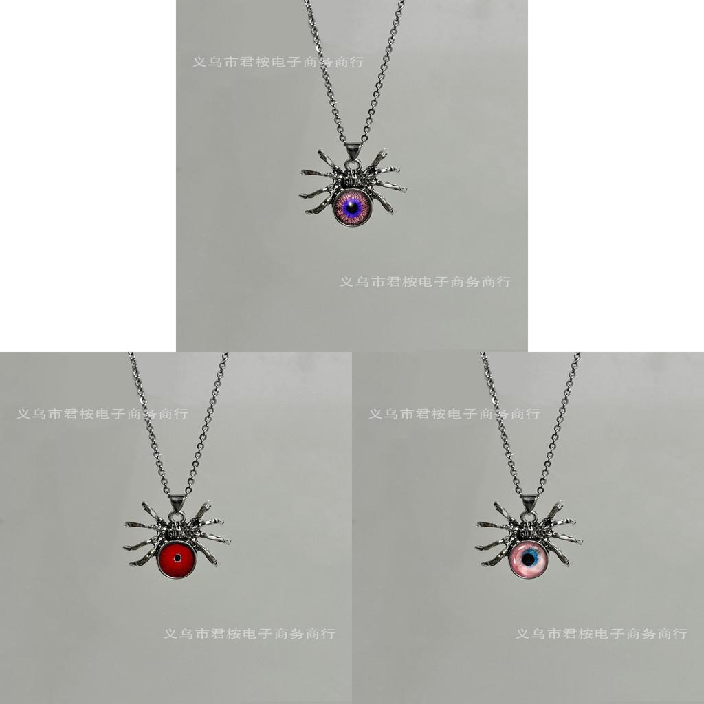 Gothic Halloween Spider Pendant Necklace With Geometric Alloy Chain For Women
