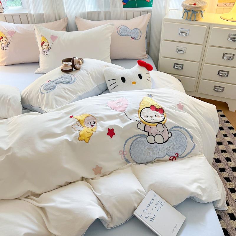 Adorable Cartoon Cotton Duvet Cover Set for Kids - 3 Pieces for College Dorms