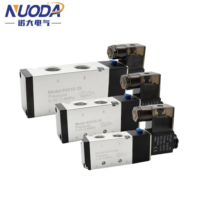 Pneumatic Electric Solenoid Valve 5 Way 2 Position Control Air Gas Magnetic 4V110-06 4V210-08 4V310-10 4V410-15 DC12V 24V AC220V Ventilation Valves 4