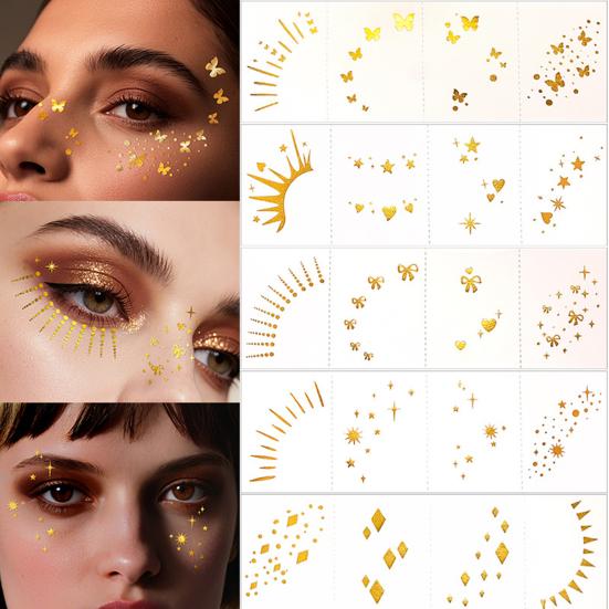 Temporary Tattoos Stickers, The Corner of The Eye Tattoos with Heart Star Pattern, Temporary Body Art Stickers for Adults Kids Party Use