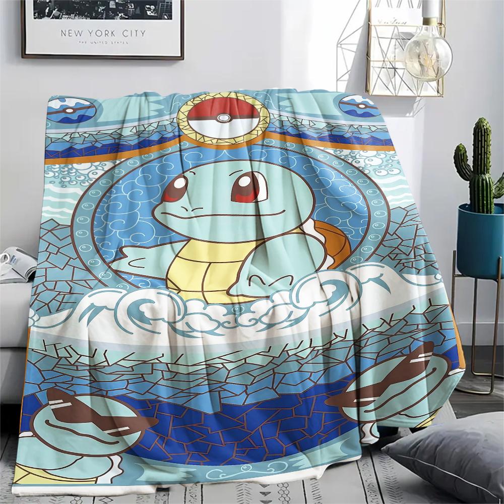 Pokemon Rocket Turtle Print Flannel Blanket,High Quality Comfortable for All Seasons,Home Decor,Warmth and Comfort,Perfect for Christmas Gifts