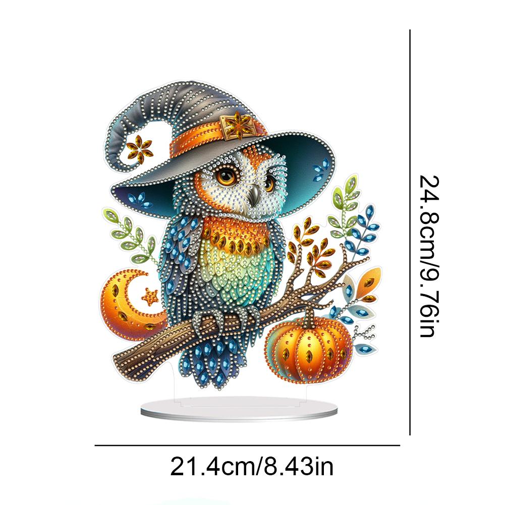 2D Flat Pumpkin Owl DIY Double-Sided Printed Single-Side Drill Diamond Painting Tabletop Ornaments Kit Desktop Diamond Art Kits