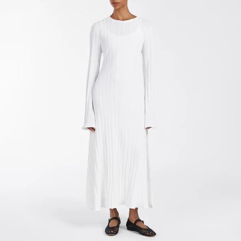 Pletené Maxi Šaty Dámské Podzim Zima Nové Ležérní Retro S Vysokým Pasem Žebrovaný Svetr Bodycon Šaty Dámské Sváteční Párty Outfity