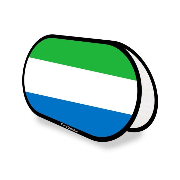 Drapeau Ovale - Sierra Leone - 70 x 120 cm - Polyester - Impression recto/verso - Pliable rétractable