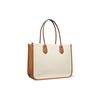 Michael Kors Heidi Color Block Striped Commuter Fashion Large Capacity Cotton Tote Bag Women Tote Brown Beige 30S2GH6T3C-299