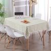Modern Simple Table Cloth Embroidered Checkered Tablecloth Cotton Linen Fabric Small Fresh Tea Table Rectangular Table Mat