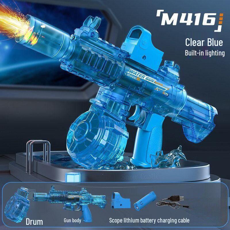 2026 Transparent M416 Electric Automatic Water Gun with Lights - Kids' Outdoor Water Play Toy