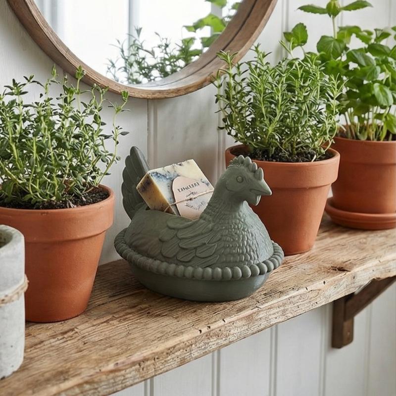 Decorative Chicken Soap Dispenser Holder Plastic Plant Pot Hen Planter For Farmhouse Bathroom Countertop Decoration