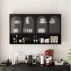120CM Wandmontierter Vier-Türer Glasvitrine,Graues Glas,für Küche,Wohnzimmer,Badezimmer,Schwarz(Gleiche Artikelnummer:W2552P246540)