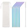 Gold 6Pcs Reusable Metal Straws Set with Cleaner Brush 304 Stainless Steel Drinking Straw Milk Drinkware Bar Party Accessory