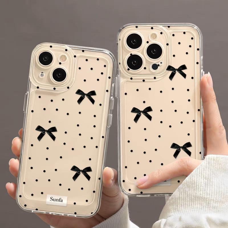 Black polka dot bow for iphone11promax mobile phone case apple 11/11/11/11 protective case 11x