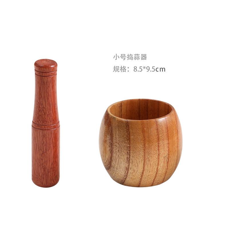 

Wood Mortar Pestle Set Washable Spice Pepper Crusher Portable Herbs Grinder Smooth Surface Garlic Mixing Bowl Kitchen Tool