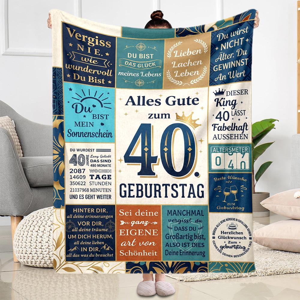 Happy 40th Birthday Celebration Blanket Soft & Cozy Suitable for Bed Office Seaside for All Seasons Modern Gifts For Family Or Friends