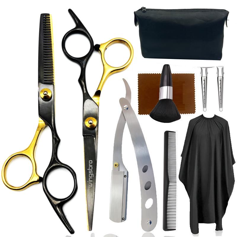 6.7 Inches Hair Cutting Scissors Set, Flat & Thinning Scissors with Accessories for Barber Salon Shop and Homeuse