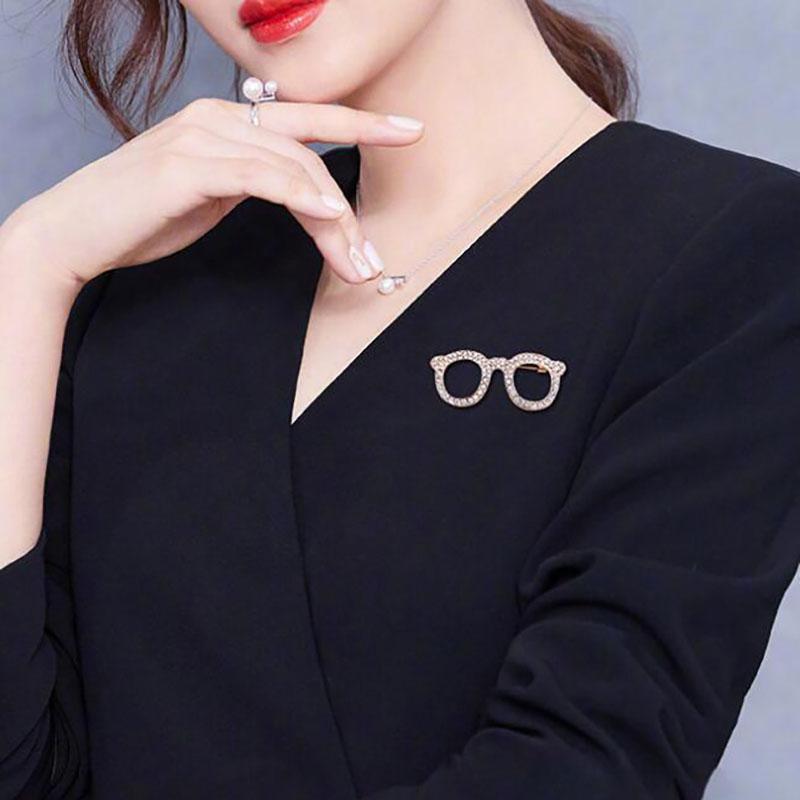 Koreaanse Bril Kristal Strass Broche Speld Herenpak Overhemd Luxe Broches Sjaal Corsage Reversspeldjes Mode Sieraden Cadeaus
