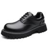 2025 Mickey Derby Men's Thick-Sole Leather Shoes - Height Increasing & Stylish British Commuting Footwear
