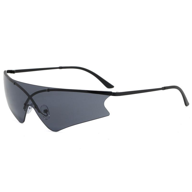 New men's one-piece high-end glasses metal frameless sunglasses fashion one-piece glasses special-shaped women's sunglasses