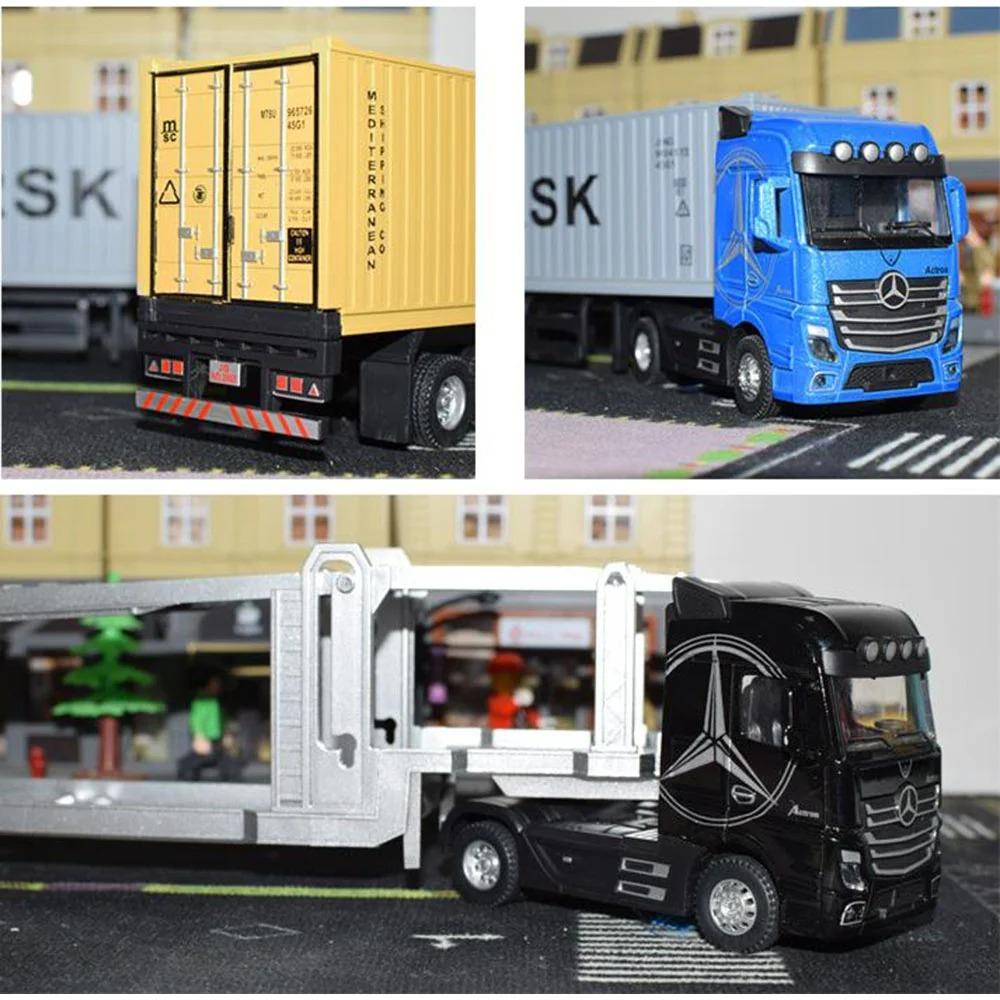 1:50 Diecast Alloy Truck Head Model Toy Container Truck Pull Back With Light Engineering Transport Vehicle Boy Toys For Children