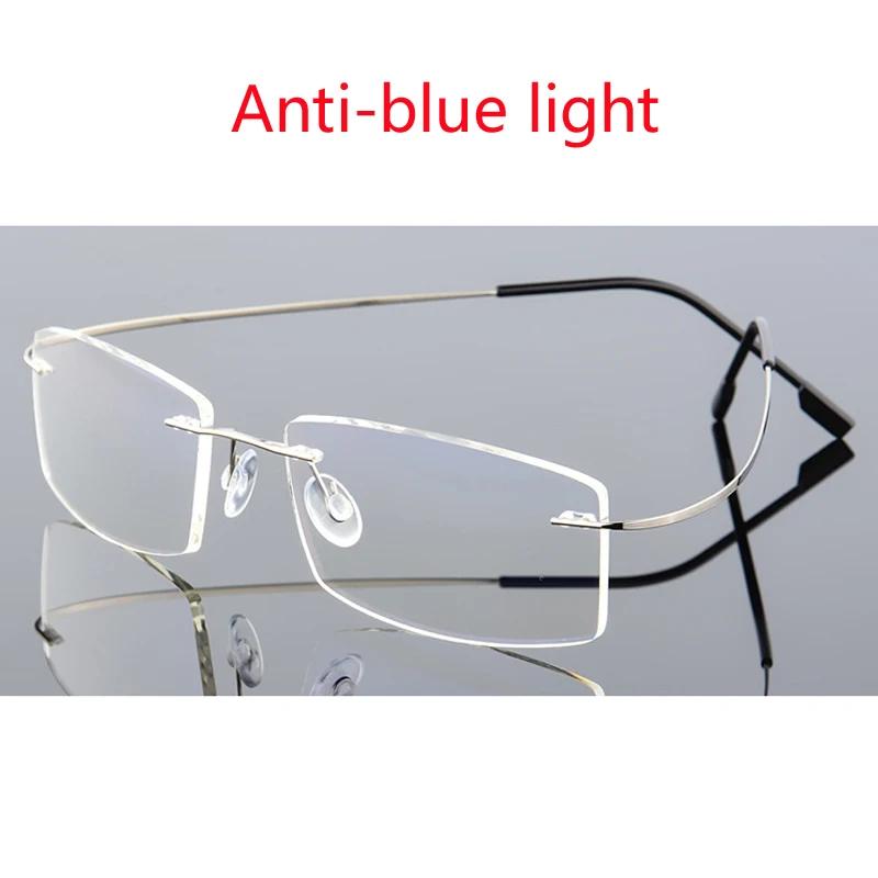 Customize Coating Frameless Myopia Glasses Anti Blue Light Prescription Computer Eyeglasses 0 -0.5 -1 -1.5 -2 -2.5 -3 -4 -5 -6