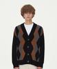 Blond9 Brushed Argyle Knit Cardigan_Black