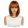 European & American Brown Bob Wig with Bangs - Short Straight Synthetic Hair