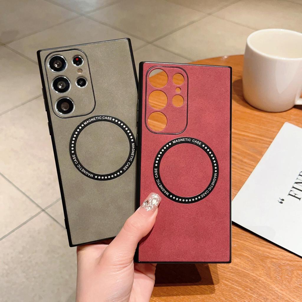 Magnetický bezdrátový nabíjecí kryt na telefon Samsung S23ULR, Ochranný kryt z ovčí kůže S22+ - Plný kryt pro S23 Plus