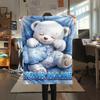 1PC Custom Name Floral Bears Harvest Patterned Flannel Blanket Suitable For All Seasons for Home Decor Warmth and Comfort Gifts Holiday Present_lx