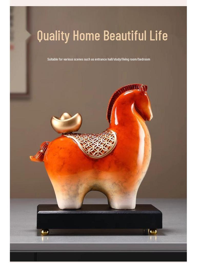 Colorful Prosperity Horse Figurine: Elegant Decor for Office, Living Room, or Hallway - Ideal Housewarming or Opening Gift