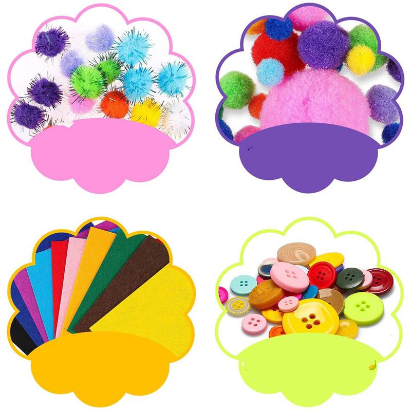 Colorful Craft Kit for Kids DIY Toys Puzzle Handicraft Toys Variety Craft Supplies Set Twisting Rod Plush Ball Button