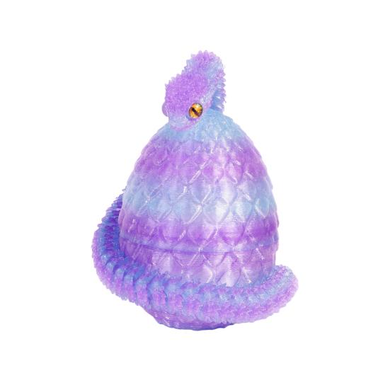 

3D Printed Snake Egg Figurine Movable Joints Snake Eggshell Figure Fidget Toy Snake Egg with Articulated Snake Inside Desktop Decoration Ornament F