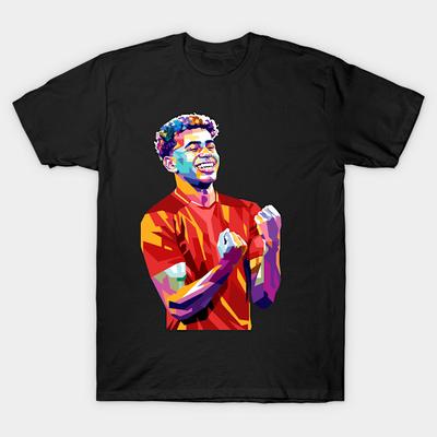 Men Black Print T-shirt Lamine Yamal Pop Art No-Cut Transfer Paper Print Cotton Tshirt - Men's Summer Cotton Graphic Tee