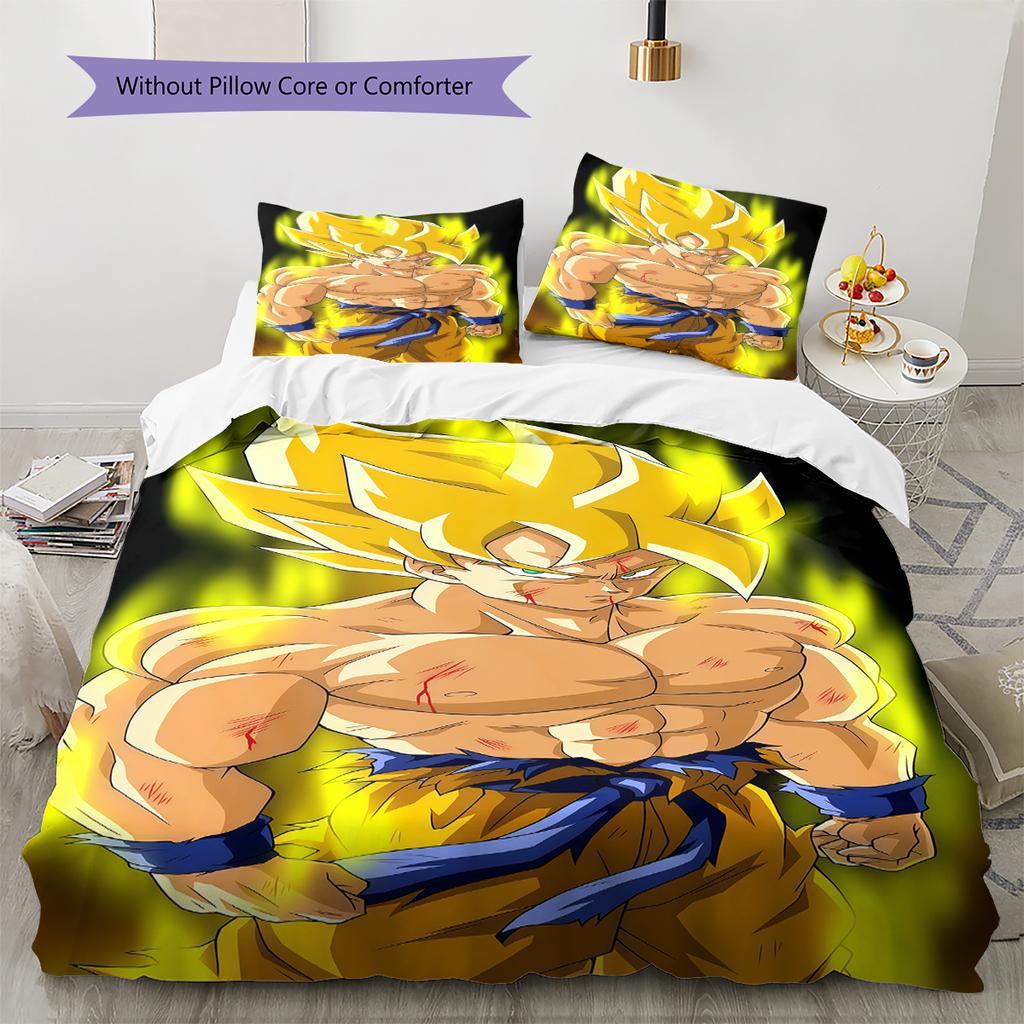Vegito Muster Bettwäsche, Steppbett Set Bettbezug Kissenbezug Zuhause Geburtstagsgeschenk (1 Bettbezug + 2 Kissenbezüge, ohne Füllung)
