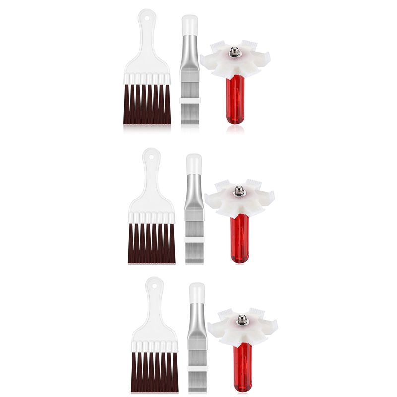

ABUL-9 Pieces Air Conditioner Condenser Fin Cleaner Brush, Condenser Fin Straightener Cleaner Set For Air Conditioners срібний