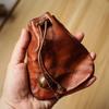 Mini Borsa con Coulisse Vintage Sacchetto Portamonete Retrò con Coulisse Piccolo Sacchetto Portaoggetti Marrone Nero