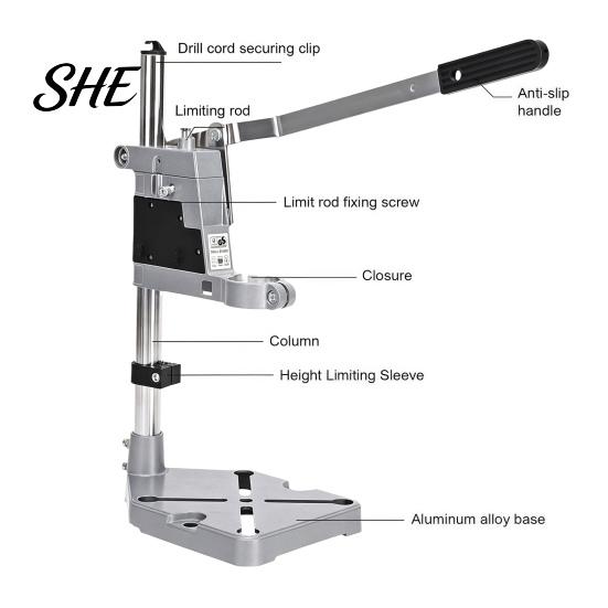 Aluminum Drill Tool Holder Multifunction Press Stand, Hand Fixed Base, Workbench Vise Base Clamp, Alloy Benchtop Electric Stand for Home Workshop