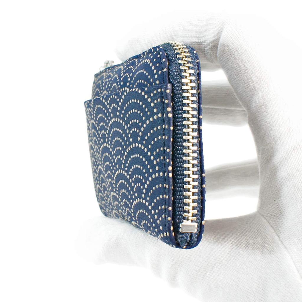 Portmonetka Inden Inden F Portmonetka 05 Skóra jelenia Granatowy x Biały lakier Wzór fali Qinghai 1005-14-004