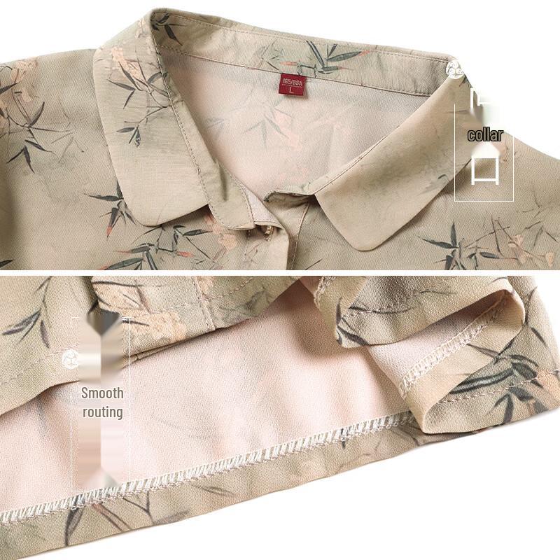 Elderly Women's Spring Autumn Three-Quarter Sleeve Casual Shirt