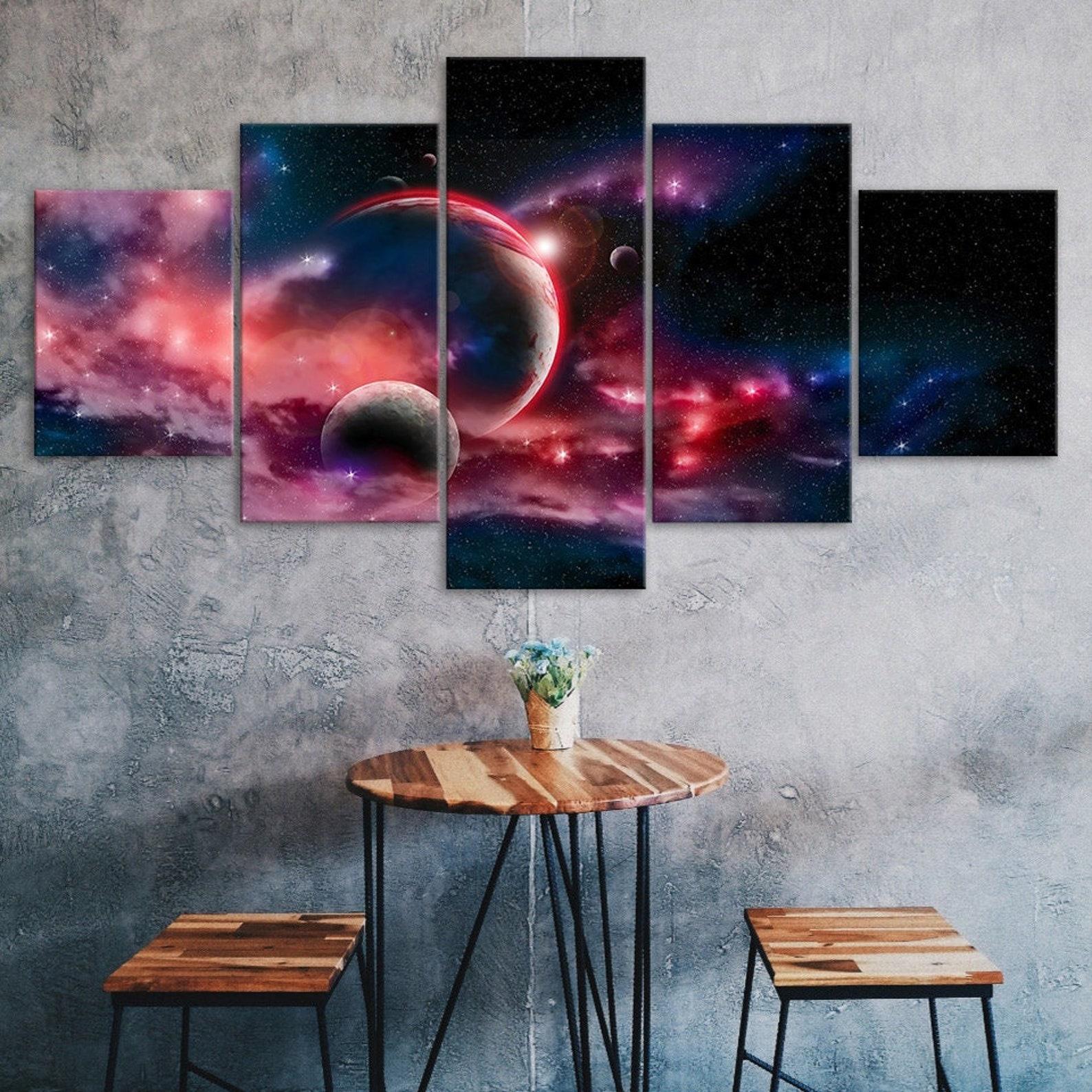 

Space Magical Universe Cosmos Scene 5 Piece Five Panel Wall Canvas Print Modern Art Poster Home Decor Gift For Him For Her 20X35 20X45 20X55CM