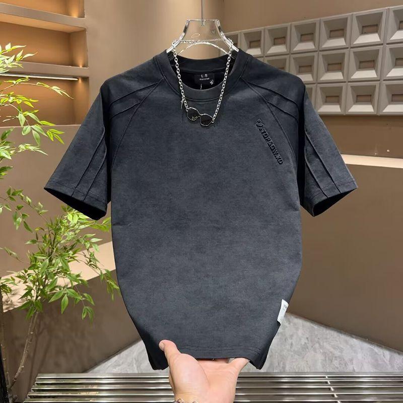 Tie-Dye Short-Sleeved Men S T-Shirt Breathable Simple Versatile Men S T-Shirt Casual Top Youth M чёрный