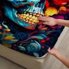 Flora Flower Skull 3D Printed Fitted Sheet Set 100% Polyester Mattress Covers Breathable Bedding Set Bedroom Decor 2 Pillowcase