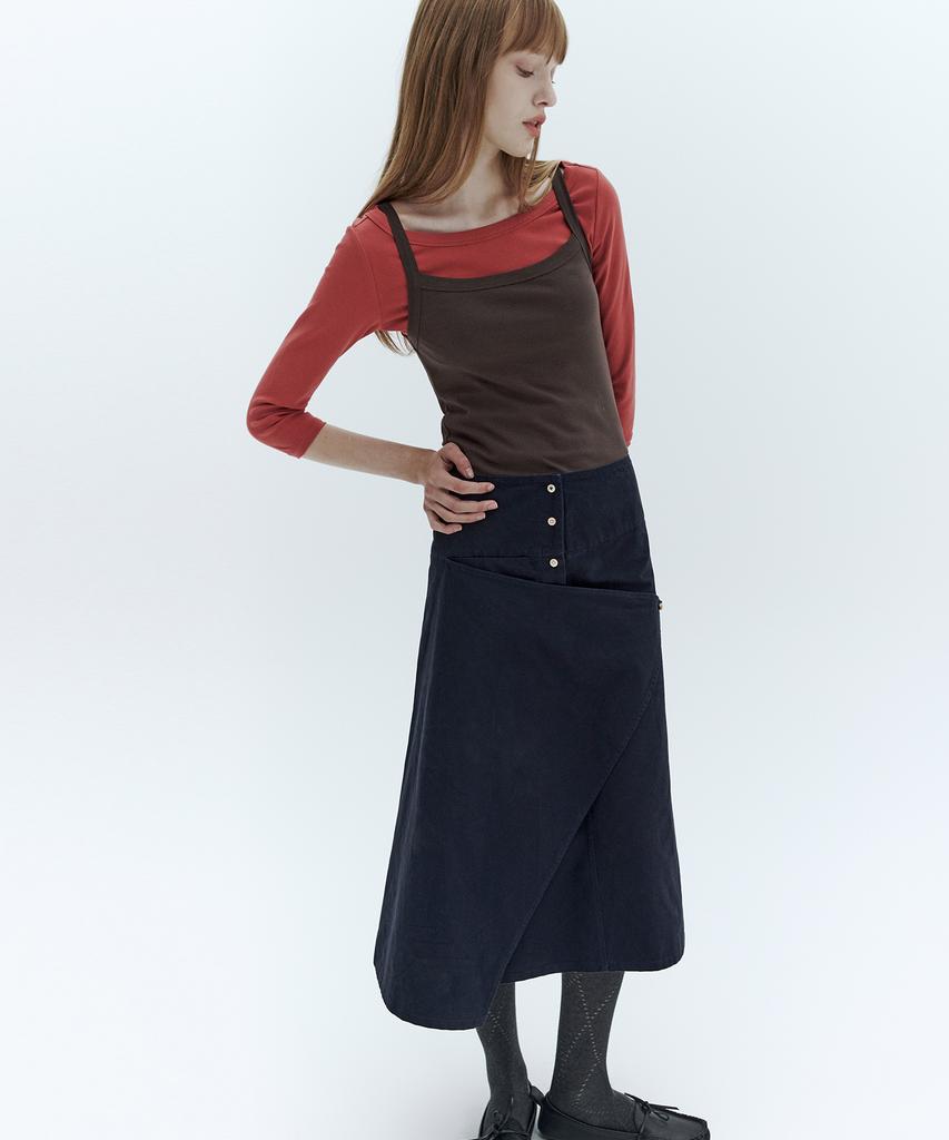 CITYBREEZE Frame Wrap Skirt_Navy